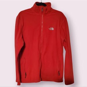 The North Face Sweater Mens Large Red Outdoors Full Zip Fleece Sweatshirt | EUC